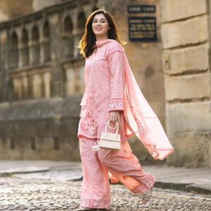 camelia pink embroidered