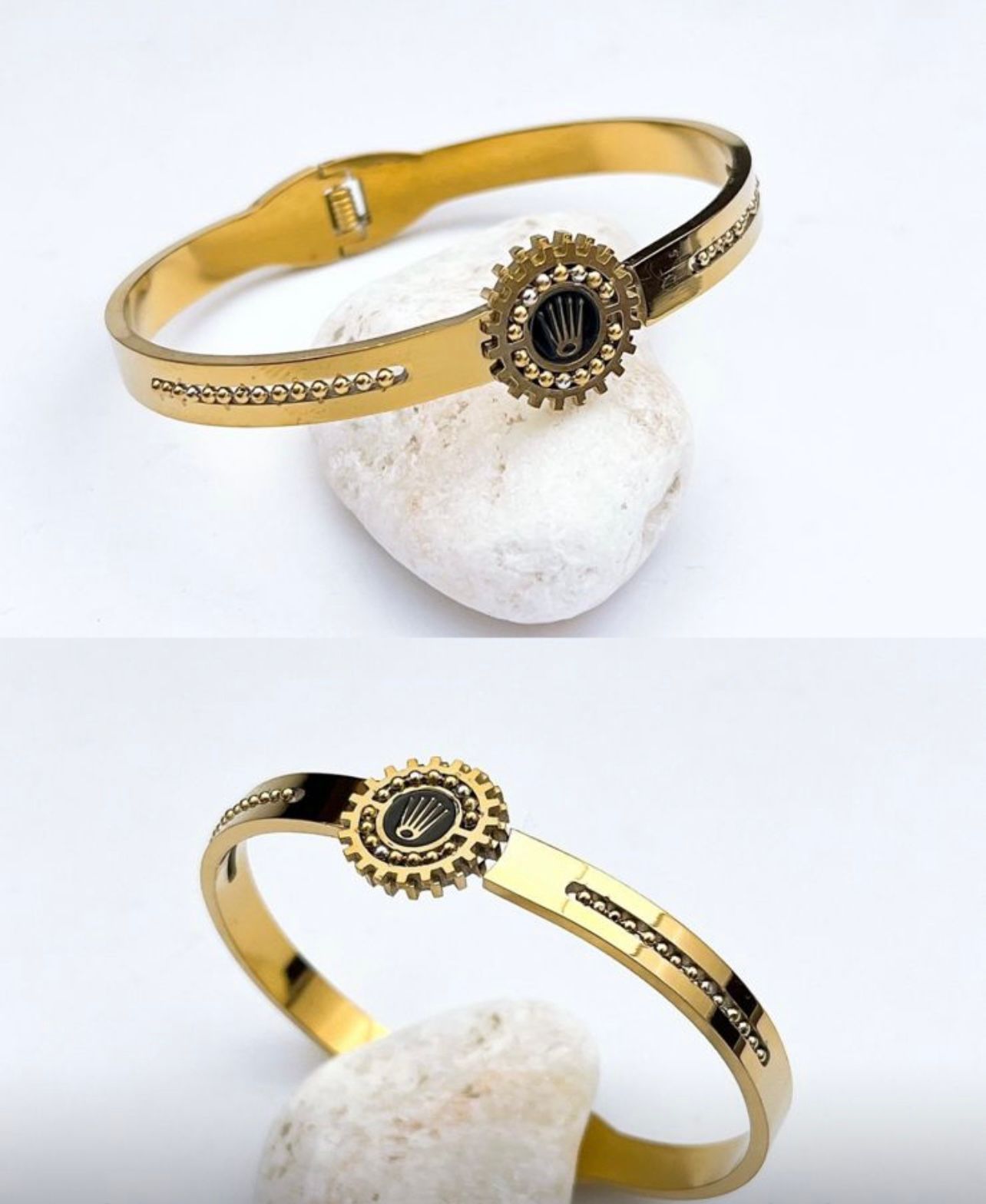 gold medallion kada with greek key design gold medallion kada with greek key design