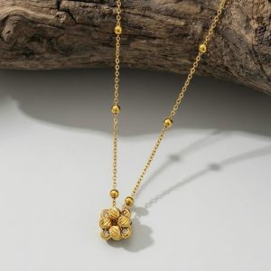crystal flower ball necklace