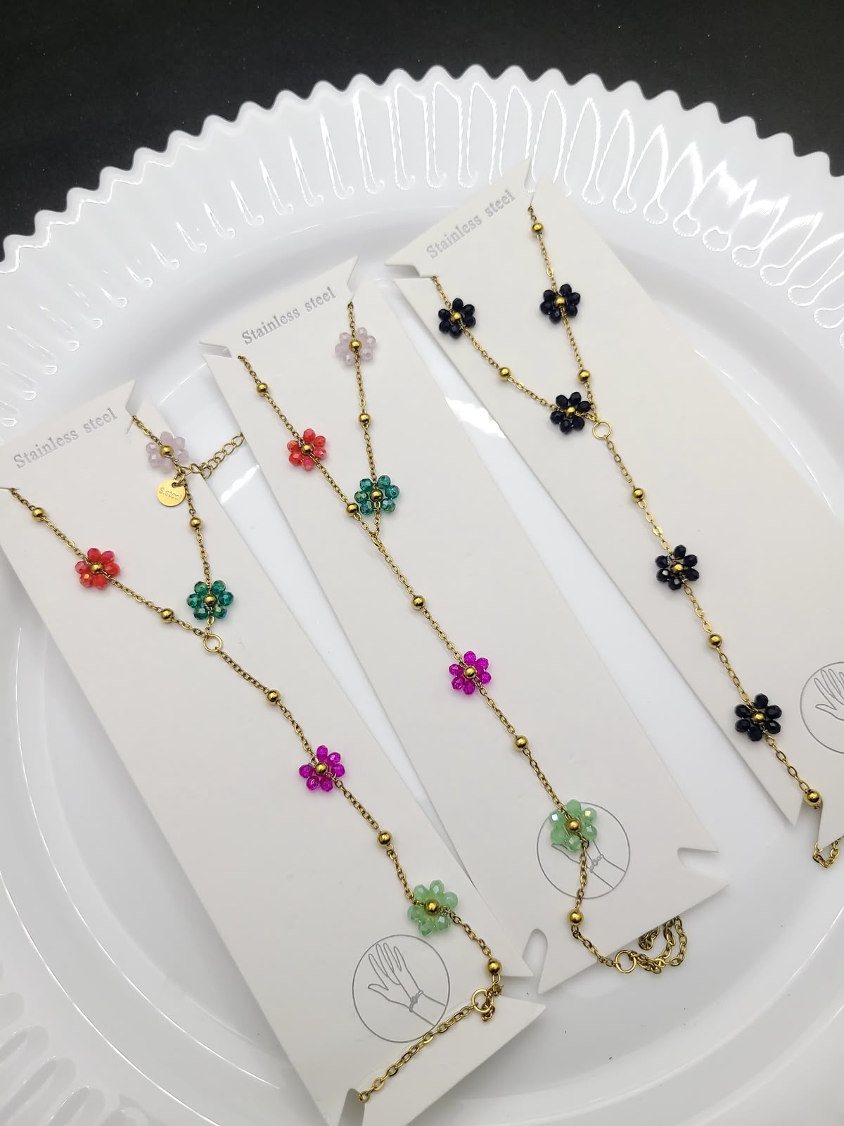crystal flower beaded chain bracelet crystal flower beaded chain bracelet