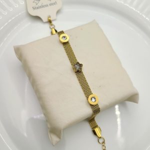 gold mesh bracelet with star charm