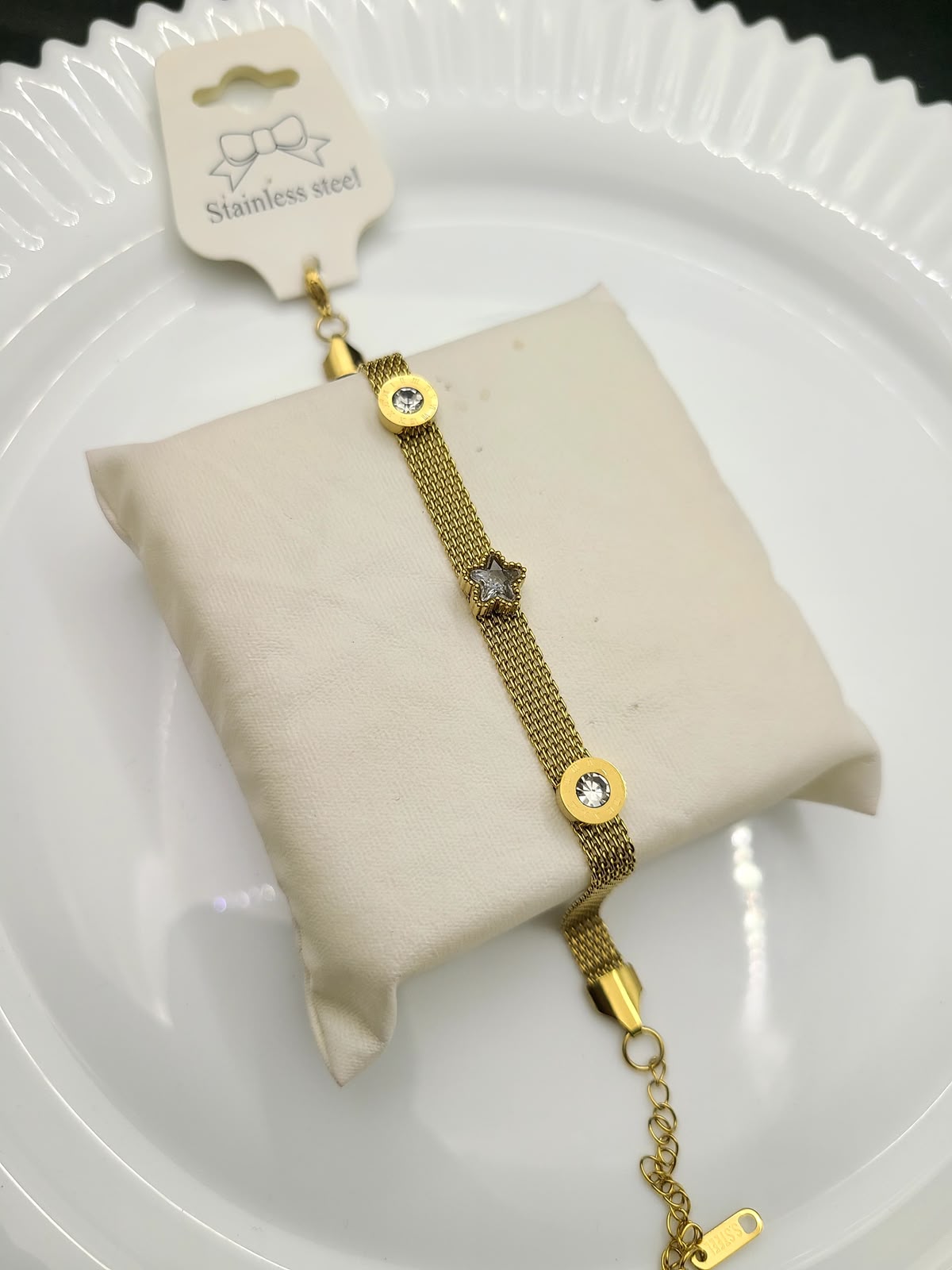 gold mesh bracelet with star charm gold mesh bracelet with star charm