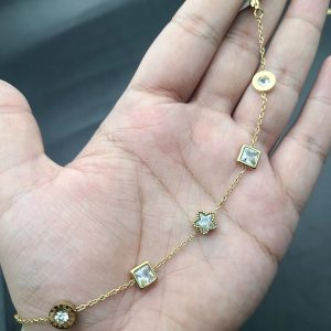 crystal star & square charm bracelet