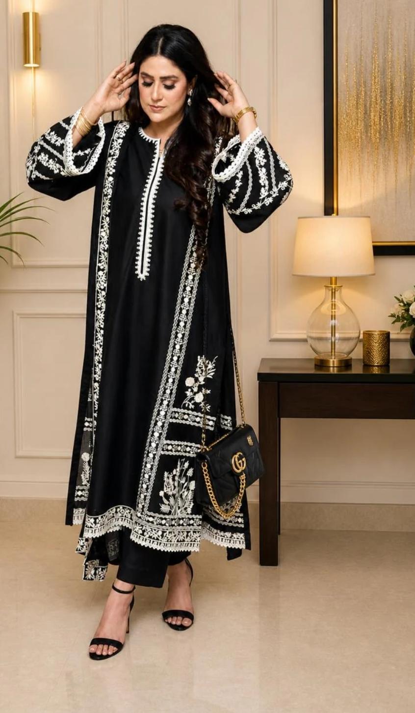 jugni black embroidered lawn cotton 3 piece sui jugni black embroidered lawn cotton 3 piece sui