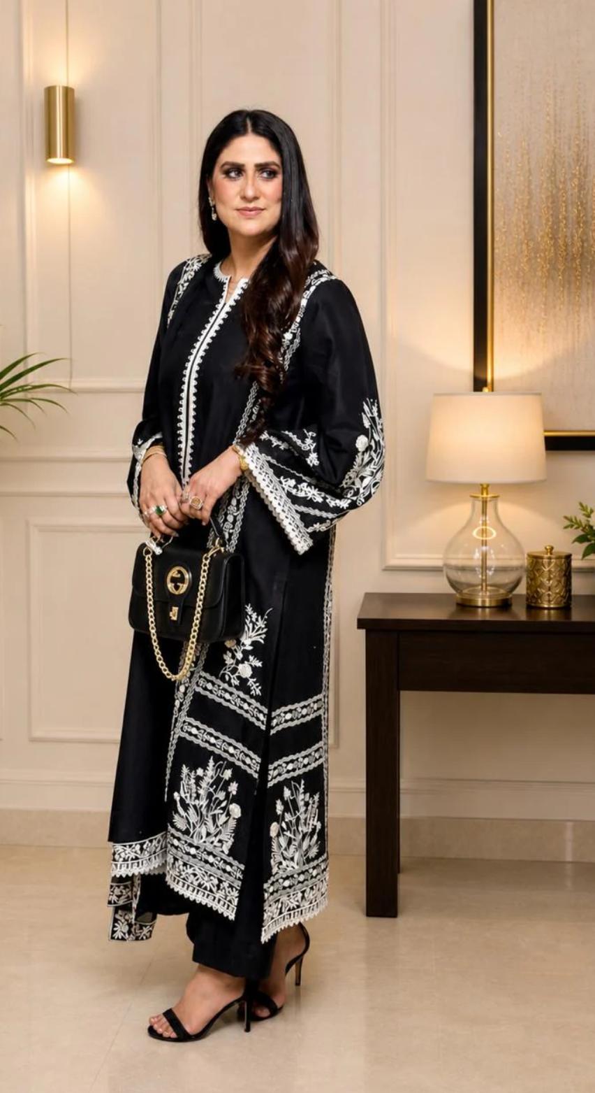 jugni black embroidered lawn cotton 3 piece sui jugni black embroidered lawn cotton 3 piece sui