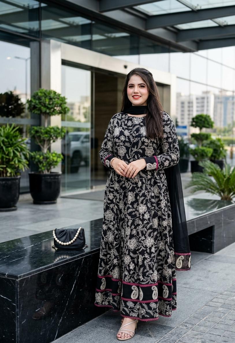 premium black embroidered lawn dress premium black embroidered lawn dress