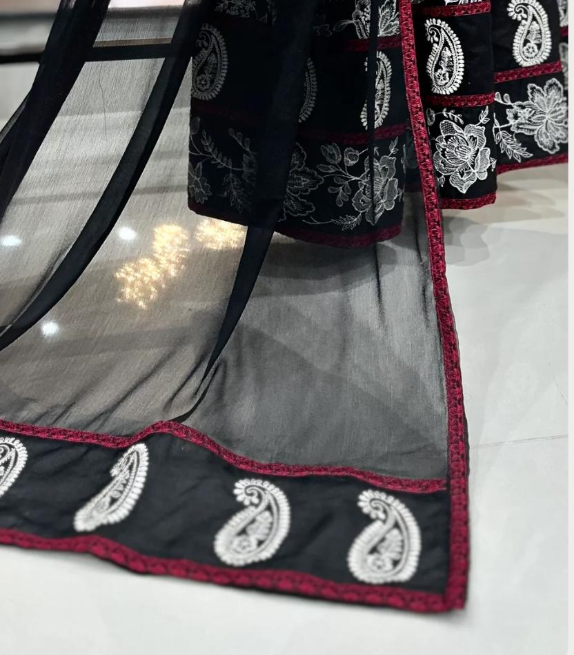 premium black embroidered lawn dress premium black embroidered lawn dress